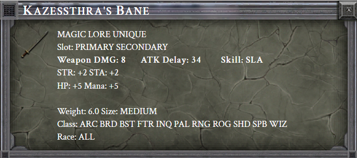 KAZESSTHRA'S BANE item card